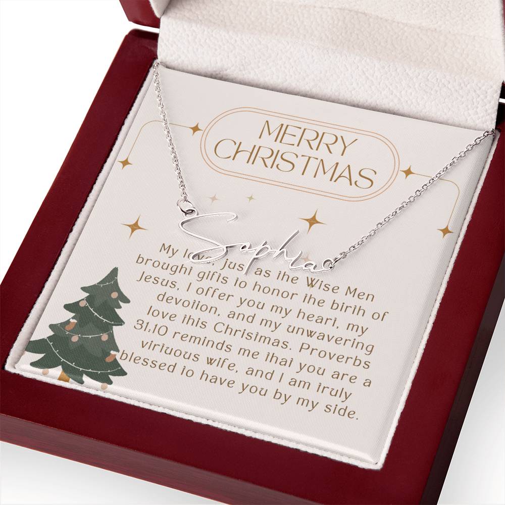 Personalised Name Necklace For Wife ~Proverbs 31:10~ (Signature Font)