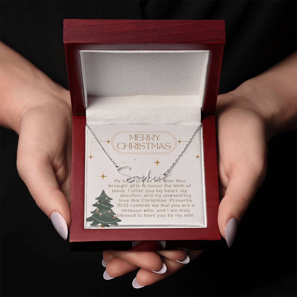 Personalised Name Necklace For Wife ~Proverbs 31:10~ (Signature Font)