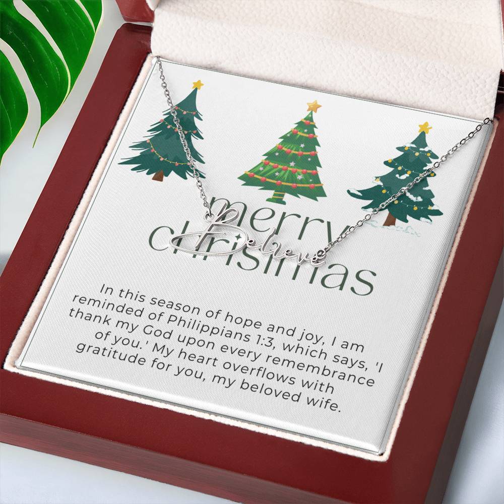 Personalised Name Necklace For Wife ~Philippians 1:3~ (Signature Font)