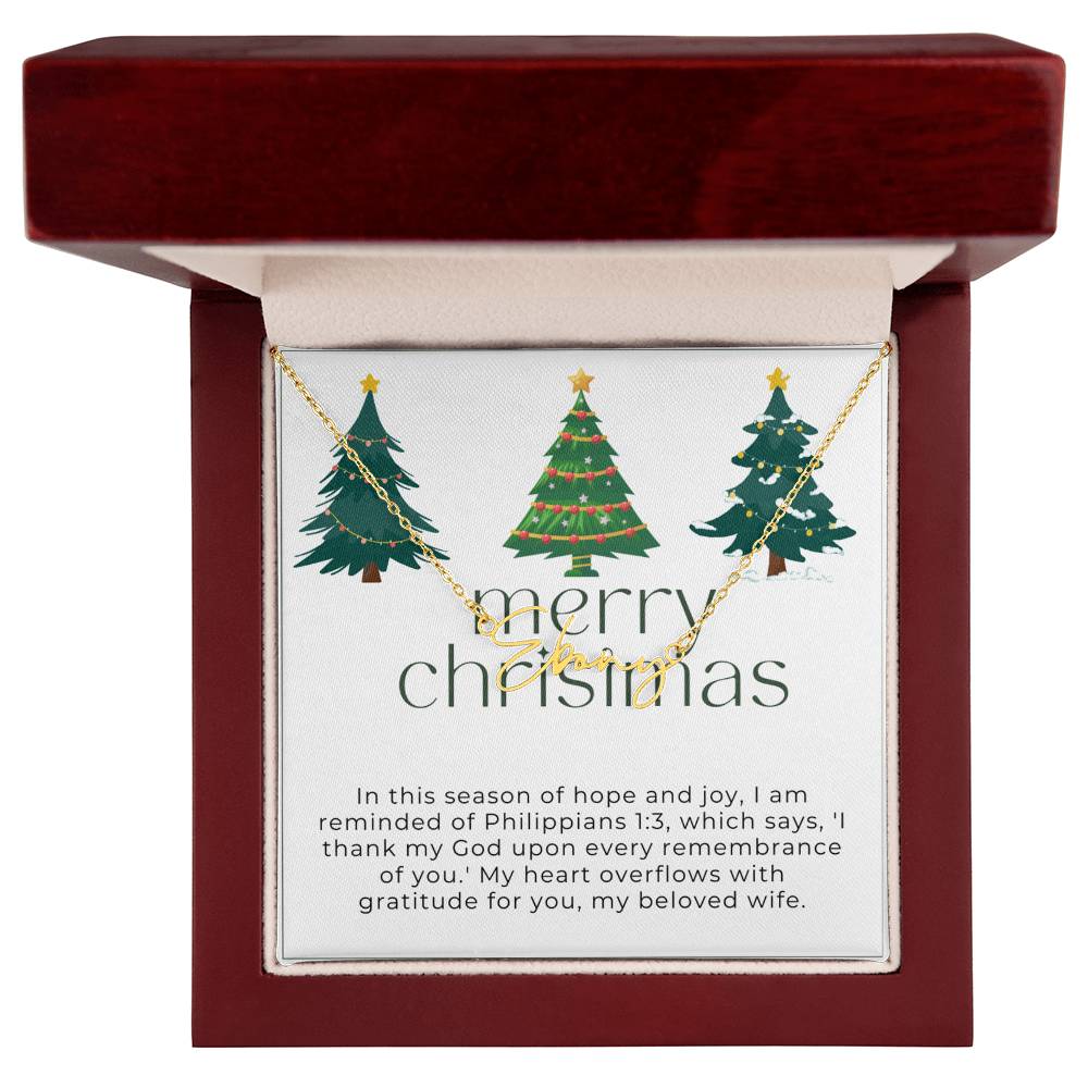 Personalised Name Necklace For Wife ~Philippians 1:3~ (Signature Font)