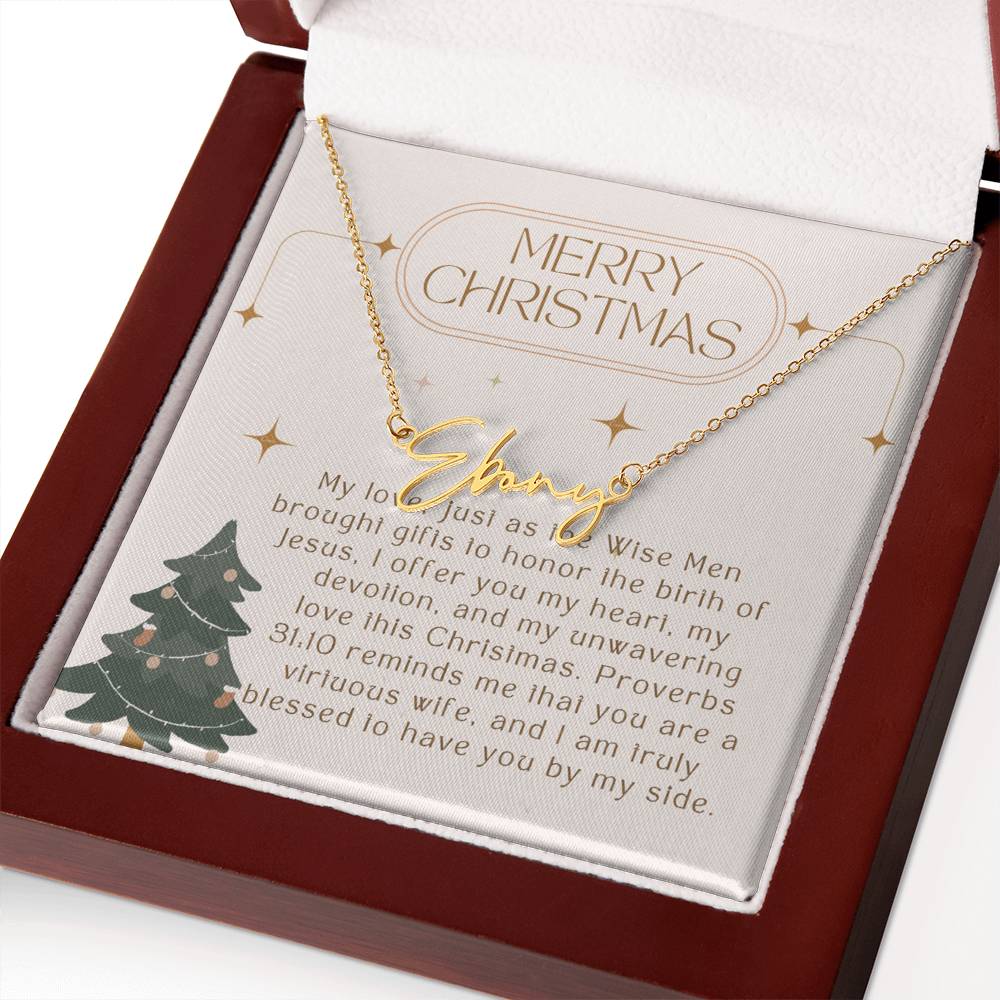 Personalised Name Necklace For Wife ~Proverbs 31:10~ (Signature Font)