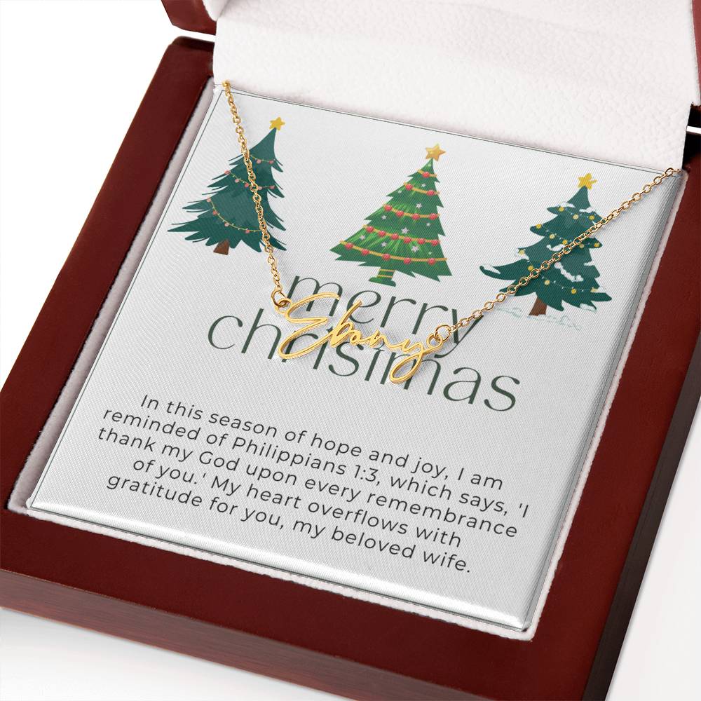 Personalised Name Necklace For Wife ~Philippians 1:3~ (Signature Font)