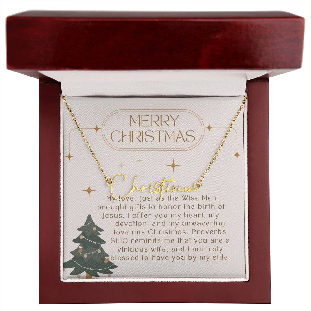 Personalised Name Necklace For Wife ~Proverbs 31:10~ (Signature Font)