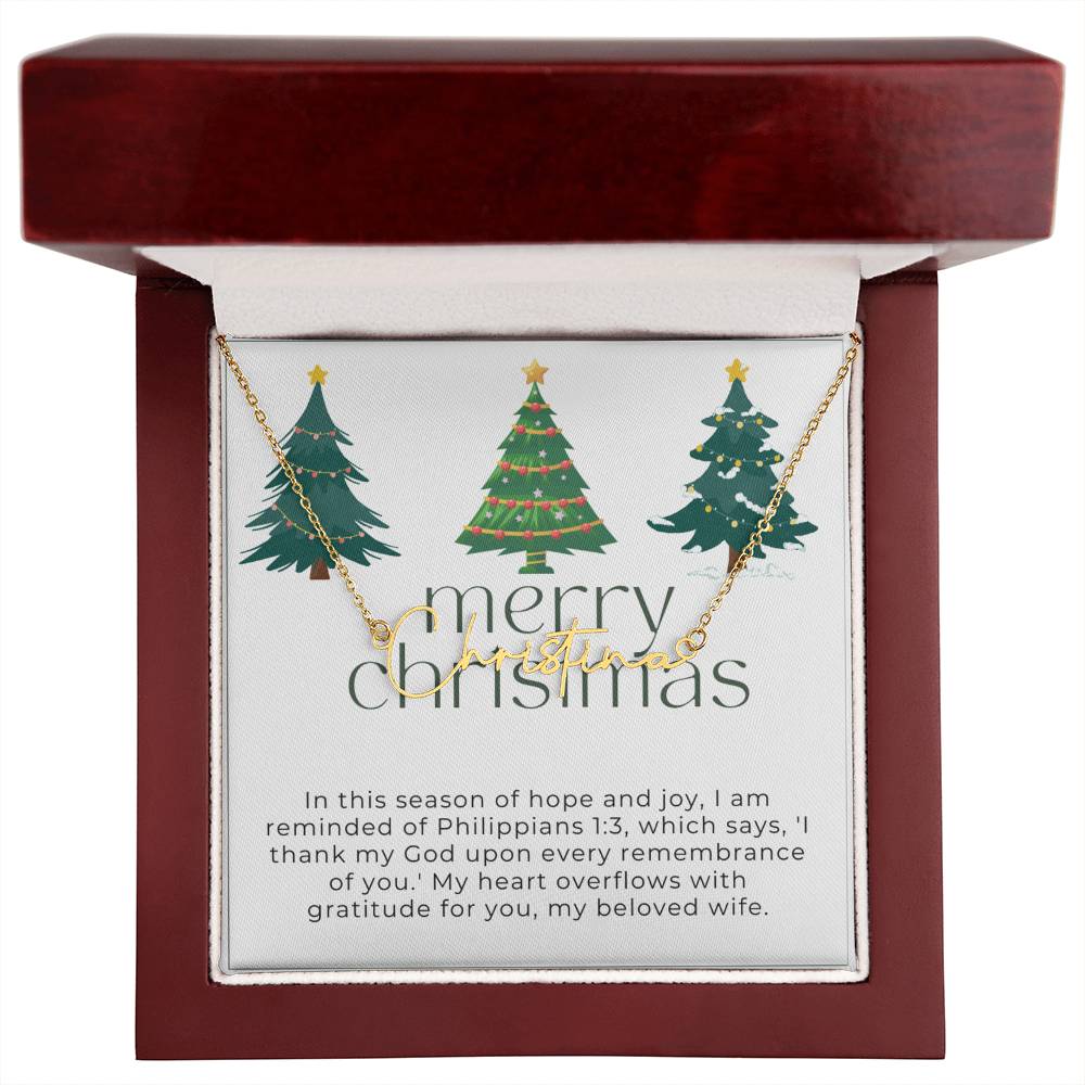 Personalised Name Necklace For Wife ~Philippians 1:3~ (Signature Font)