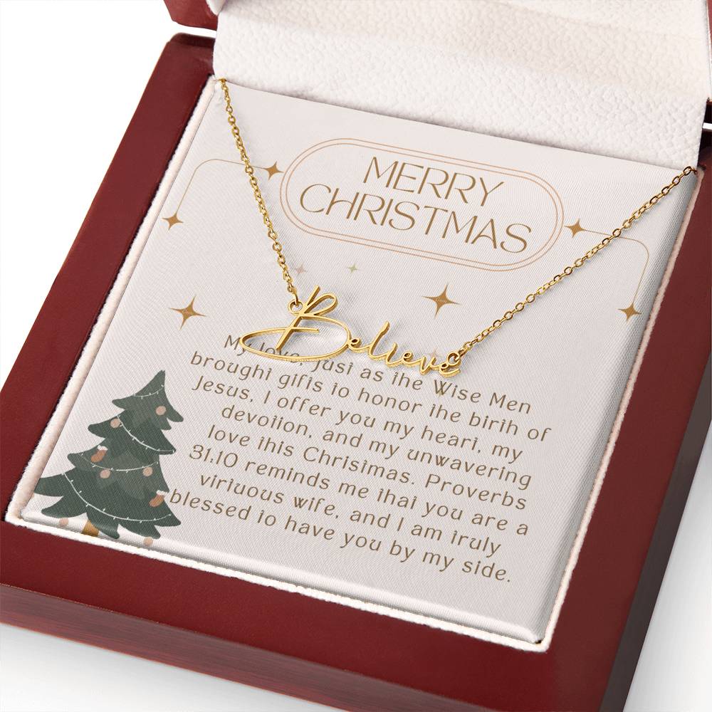 Personalised Name Necklace For Wife ~Proverbs 31:10~ (Signature Font)