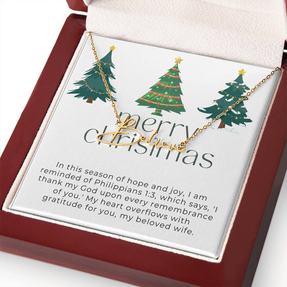 Personalised Name Necklace For Wife ~Philippians 1:3~ (Signature Font)