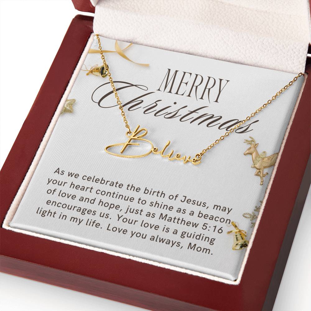 Personalised Name Necklace For Mom ~Matthew 5:16~ (Signature Font)