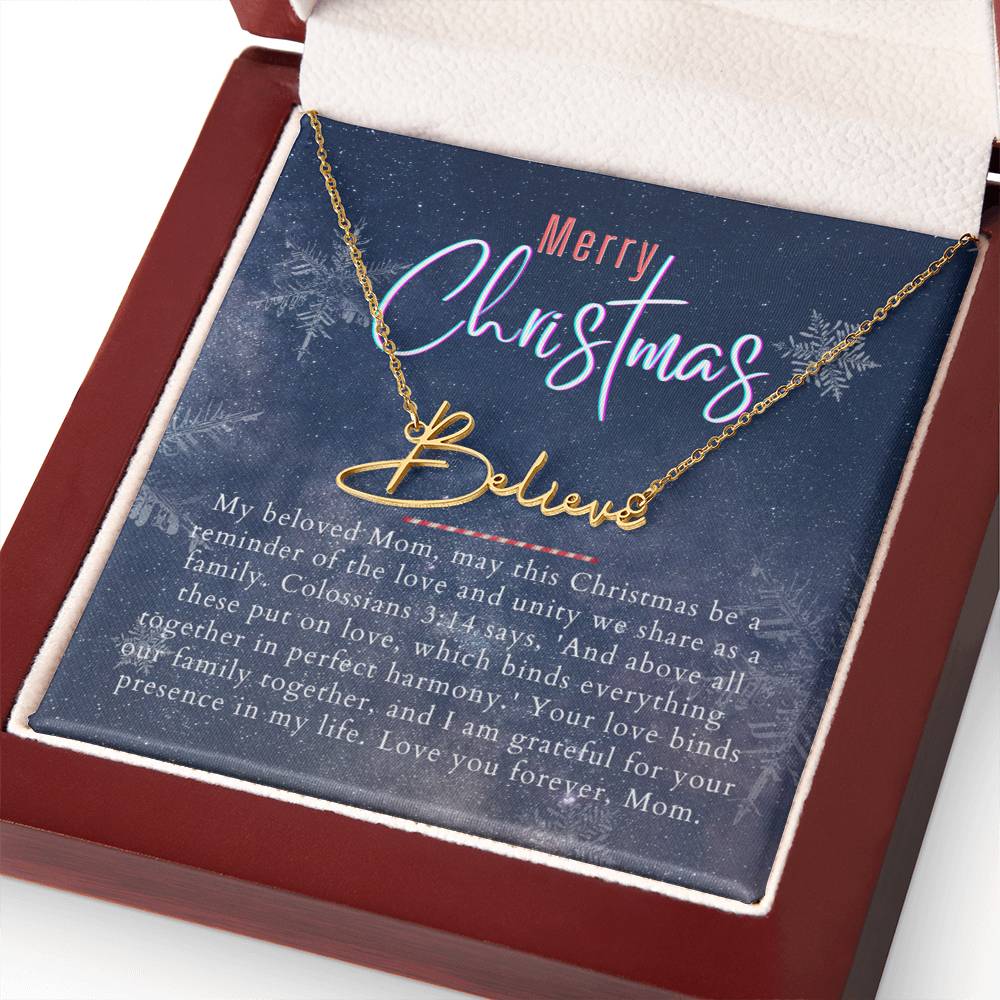 Personalised Name Necklace For Mom ~Colossians 3:14~ (Signature Font)