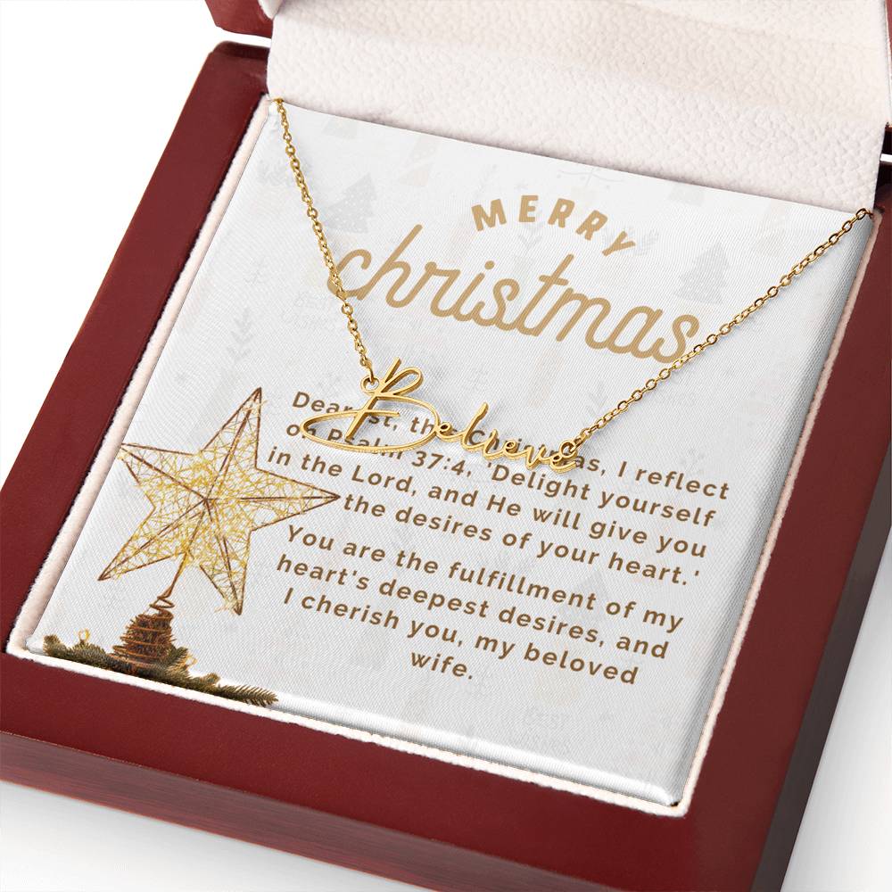 Personalised Name Necklace For Wife ~Matthew 2:10-11~ (Signature Font)