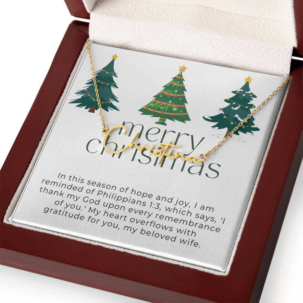 Personalised Name Necklace For Wife ~Philippians 1:3~ (Signature Font)