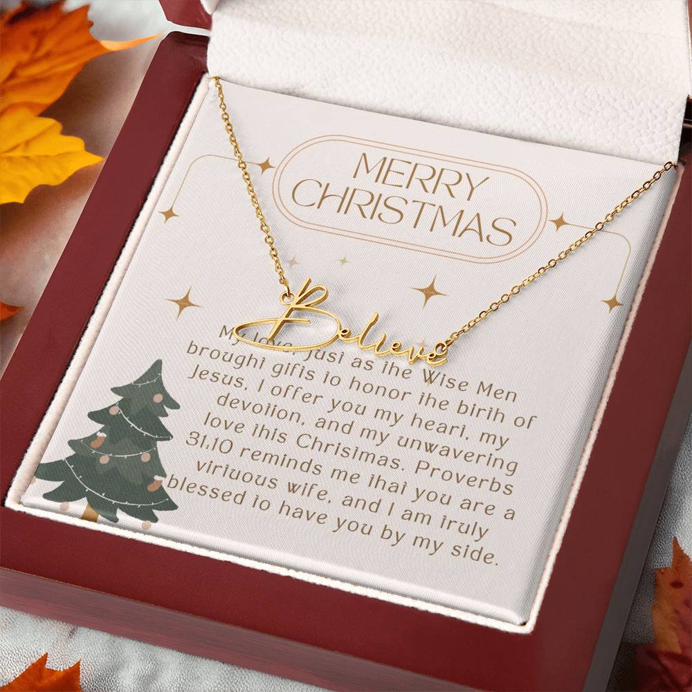 Personalised Name Necklace For Wife ~Proverbs 31:10~ (Signature Font)