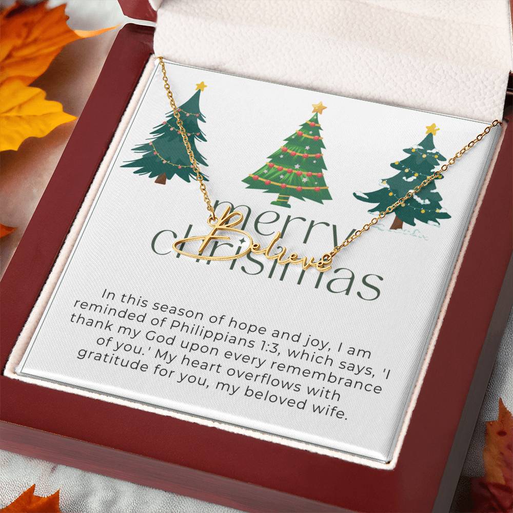Personalised Name Necklace For Wife ~Philippians 1:3~ (Signature Font)