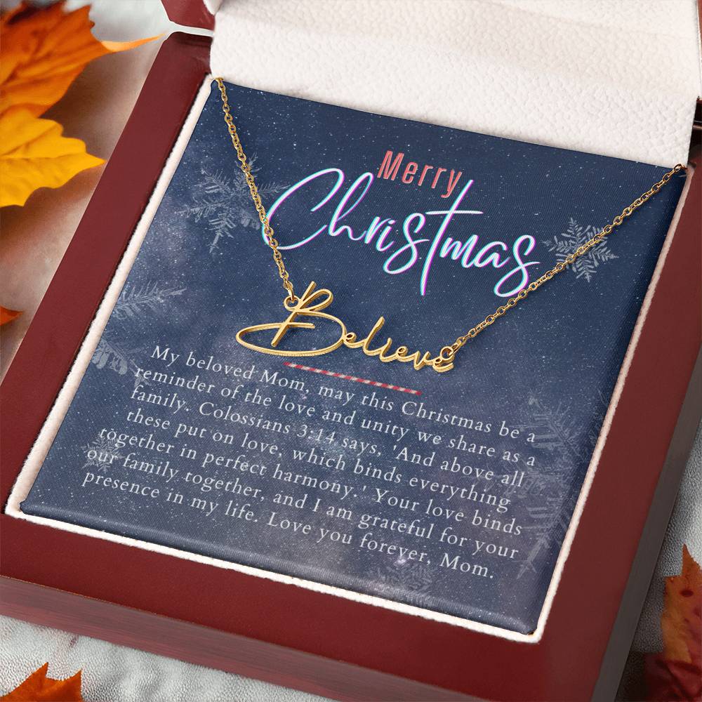 Personalised Name Necklace For Mom ~Colossians 3:14~ (Signature Font)