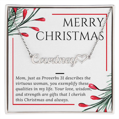 Personalised Name Necklace For Mom ~Proverbs 31~ (Heart)