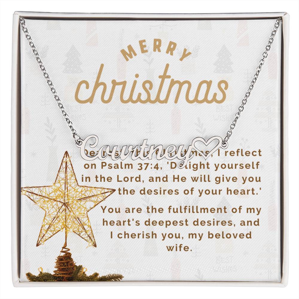 Personalised Name Necklace For Wife ~Matthew 2:10-11~ (Heart)