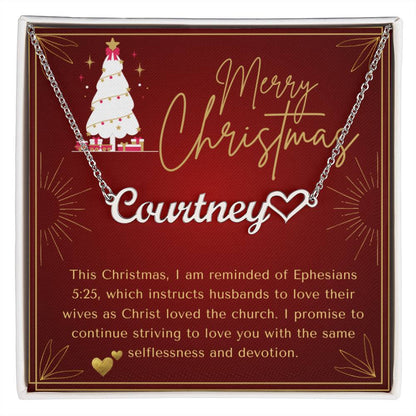 Personalised Name Necklace For Wife ~Ephesians 5:25~ (Heart)