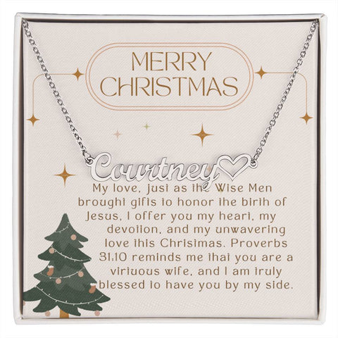 Personalised Name Necklace For Wife ~Proverbs 31:10~ (Heart)