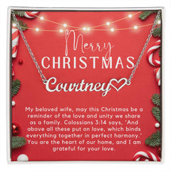 Personalised Name Necklace For Wife ~Colossians 3:14~ (Heart)