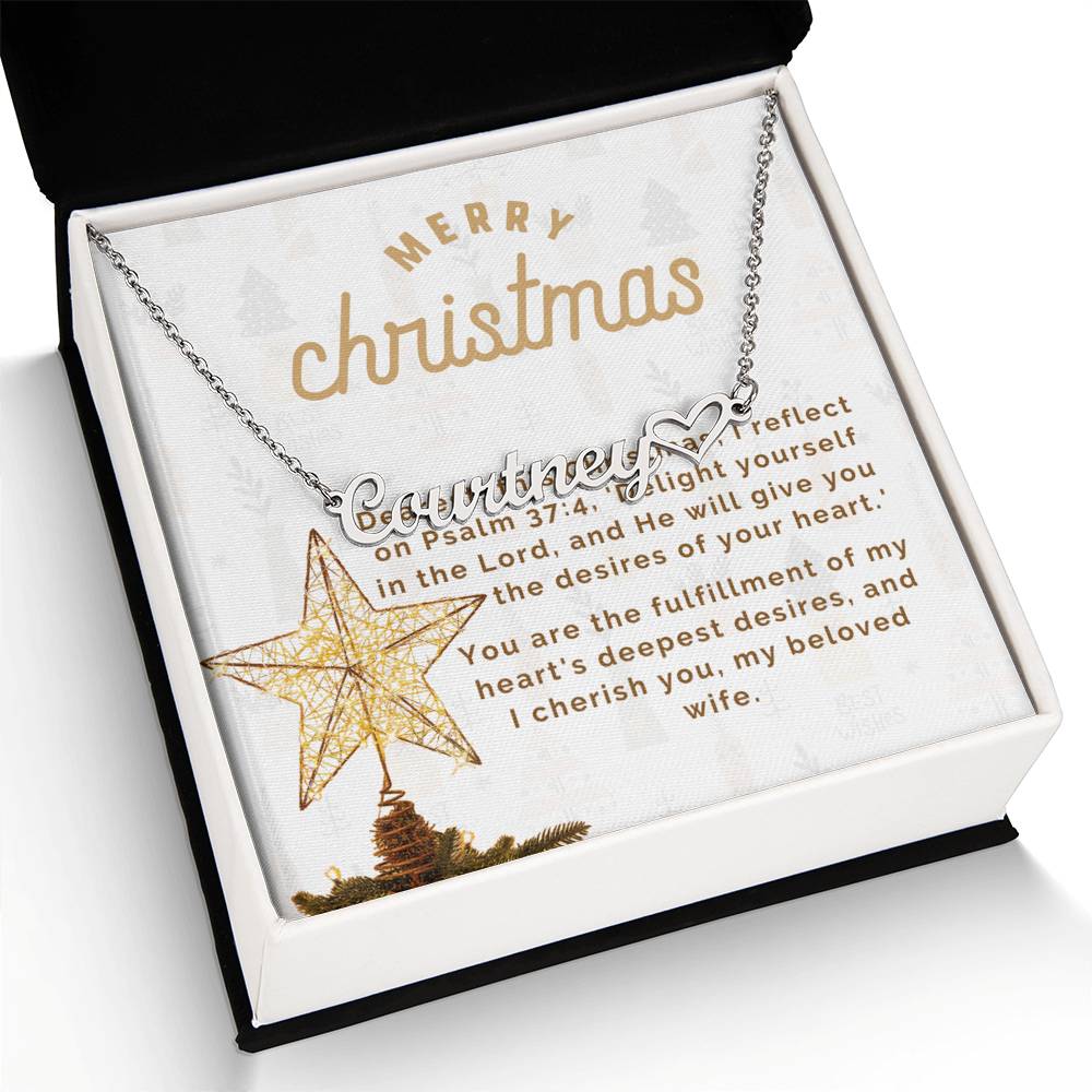 Personalised Name Necklace For Wife ~Matthew 2:10-11~ (Heart)