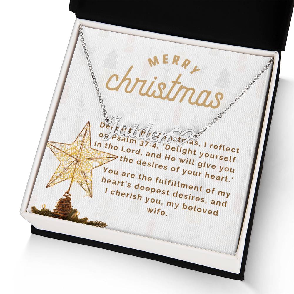 Personalised Name Necklace For Wife ~Matthew 2:10-11~ (Heart)