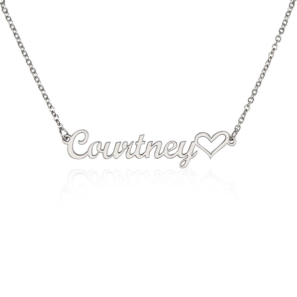 Personalised Name Necklace For Mom ~1 Corinthians 13:7~ (Heart)