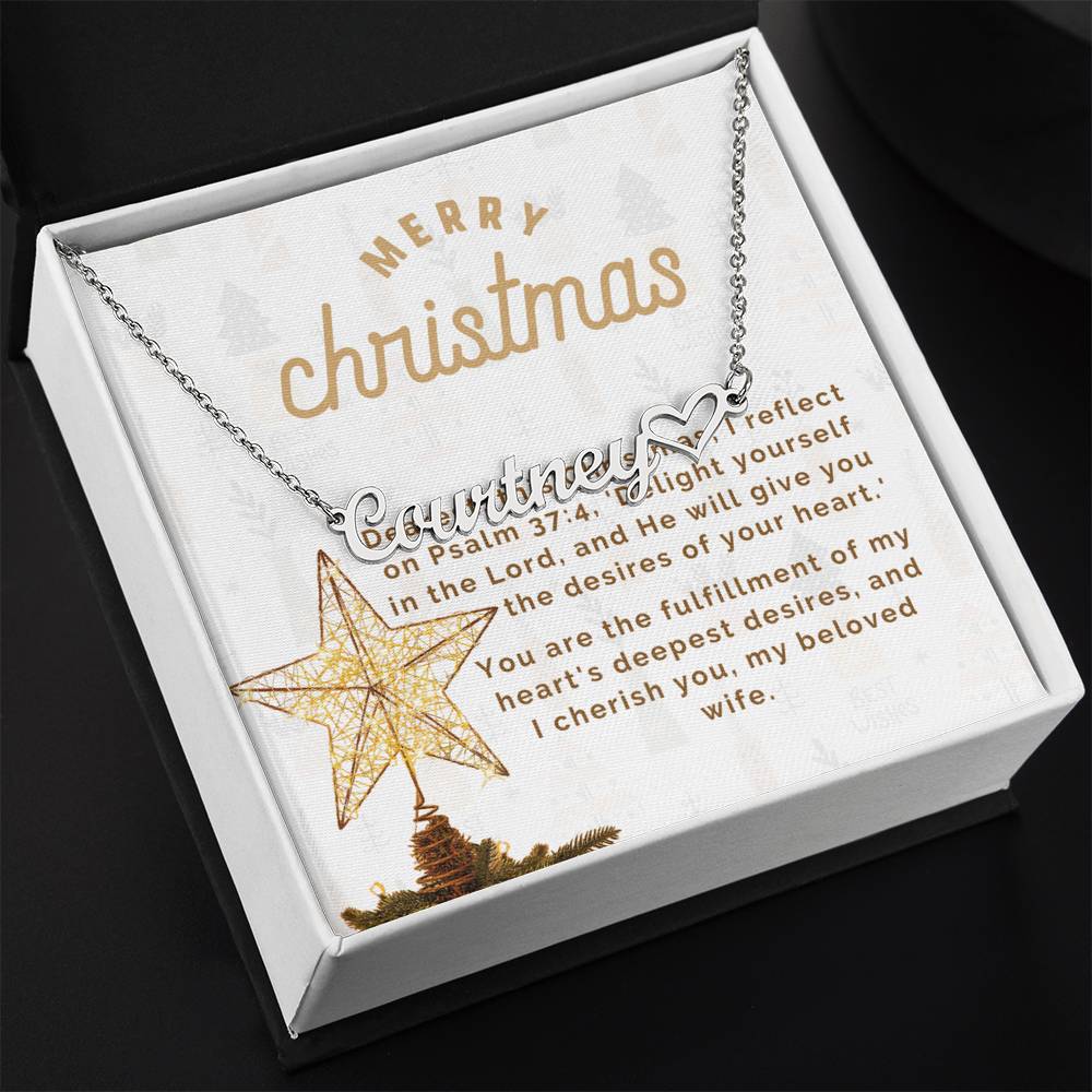 Personalised Name Necklace For Wife ~Matthew 2:10-11~ (Heart)