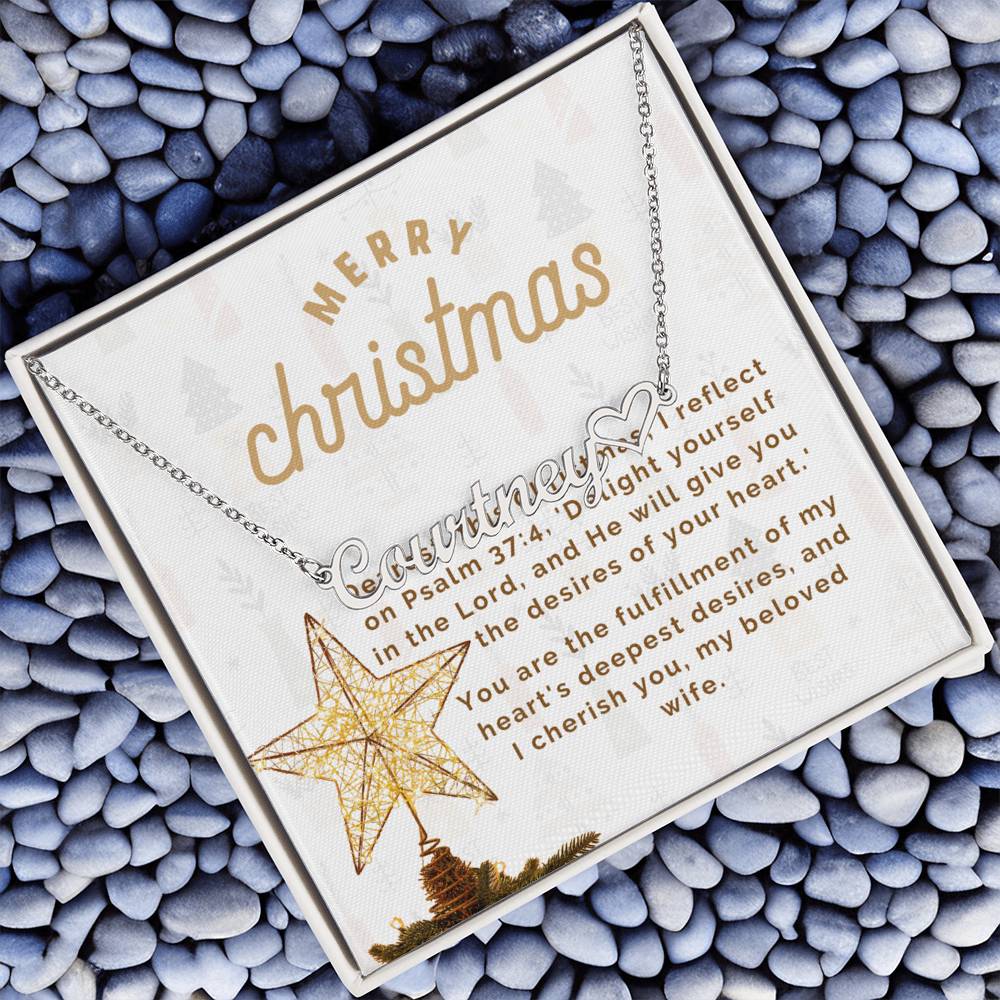 Personalised Name Necklace For Wife ~Matthew 2:10-11~ (Heart)