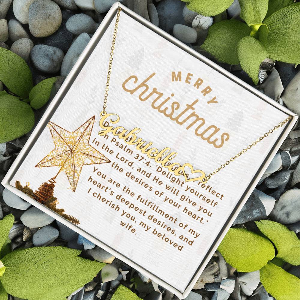Personalised Name Necklace For Wife ~Matthew 2:10-11~ (Heart)