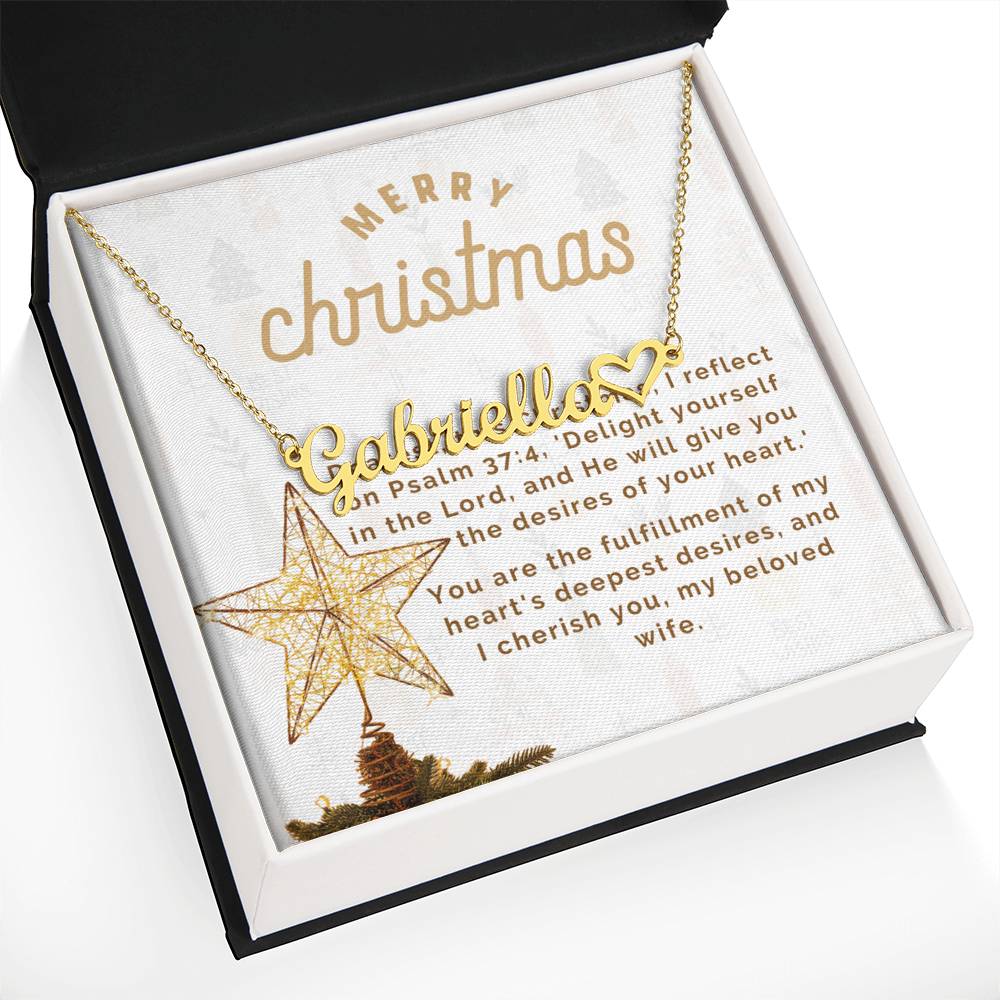 Personalised Name Necklace For Wife ~Matthew 2:10-11~ (Heart)