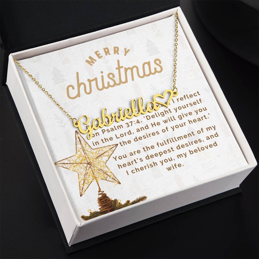 Personalised Name Necklace For Wife ~Matthew 2:10-11~ (Heart)