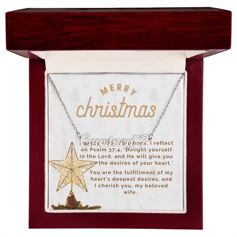 Personalised Name Necklace For Wife ~Matthew 2:10-11~ (Heart)