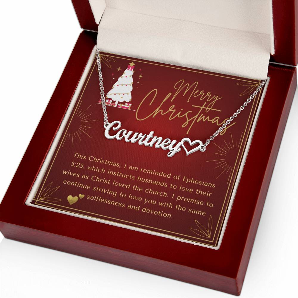 Personalised Name Necklace For Wife ~Ephesians 5:25~ (Heart)