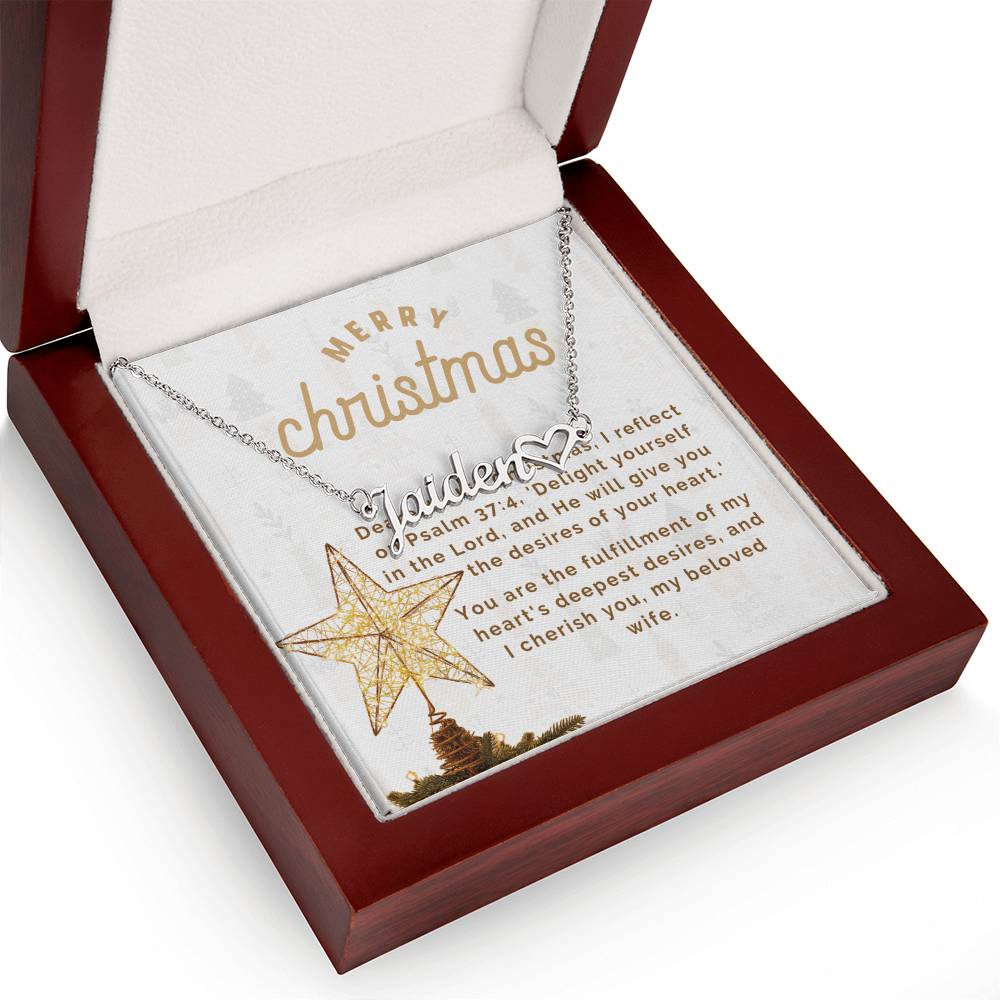 Personalised Name Necklace For Wife ~Matthew 2:10-11~ (Heart)