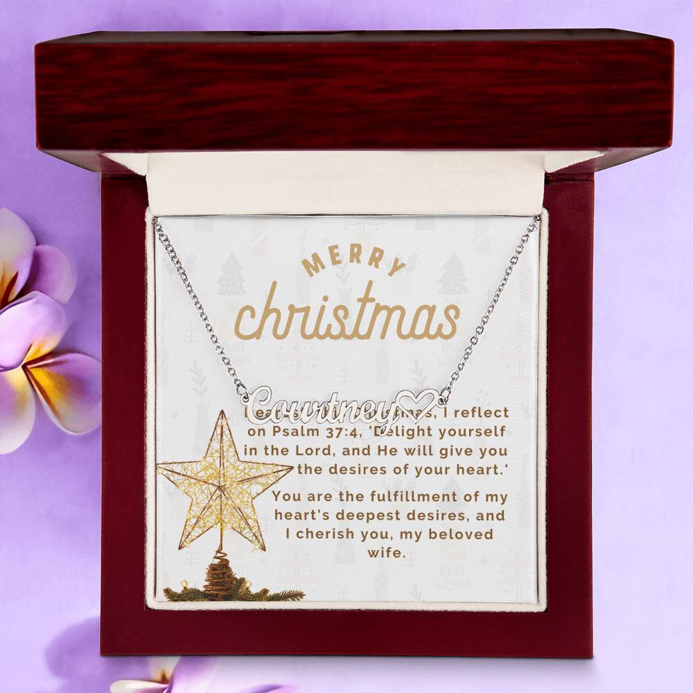 Personalised Name Necklace For Wife ~Matthew 2:10-11~ (Heart)