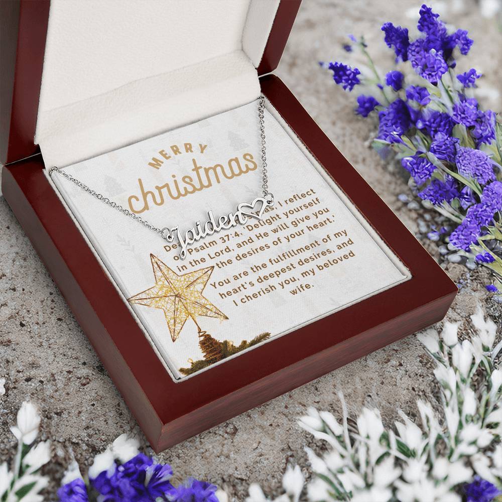 Personalised Name Necklace For Wife ~Matthew 2:10-11~ (Heart)