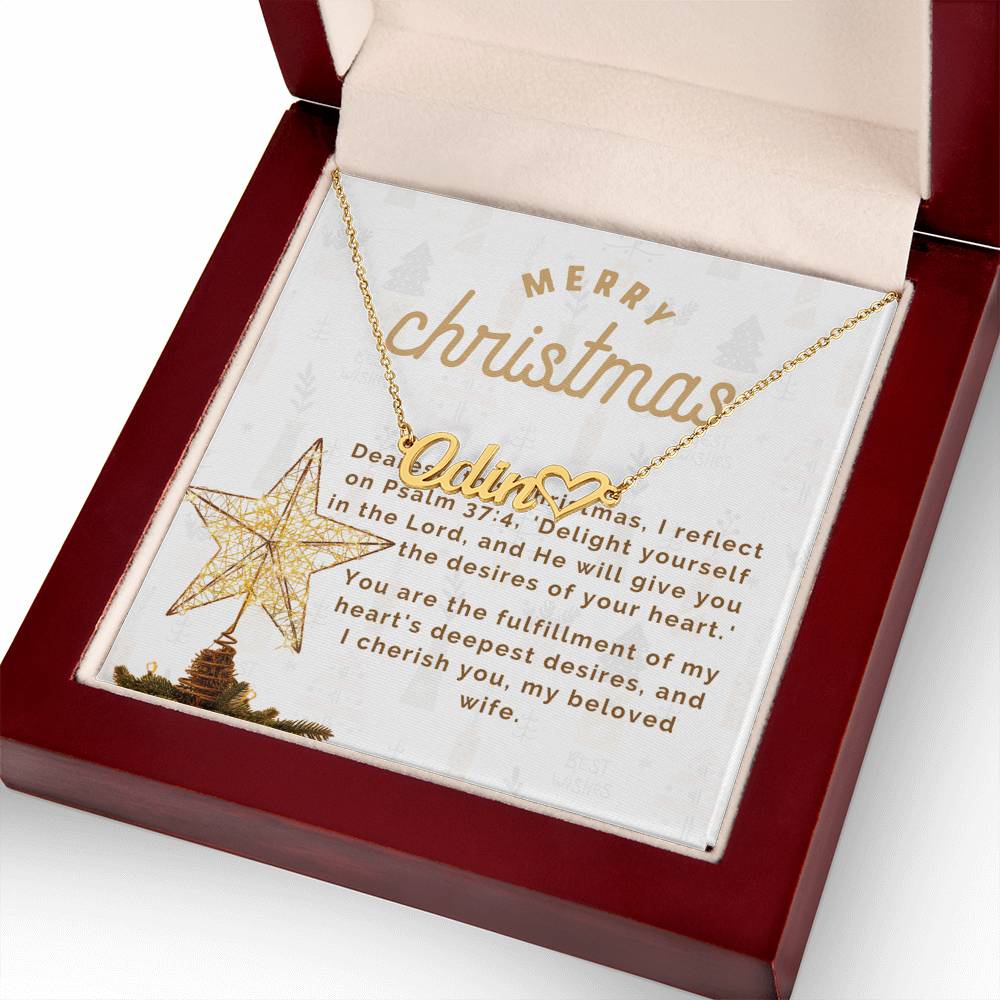 Personalised Name Necklace For Wife ~Matthew 2:10-11~ (Heart)