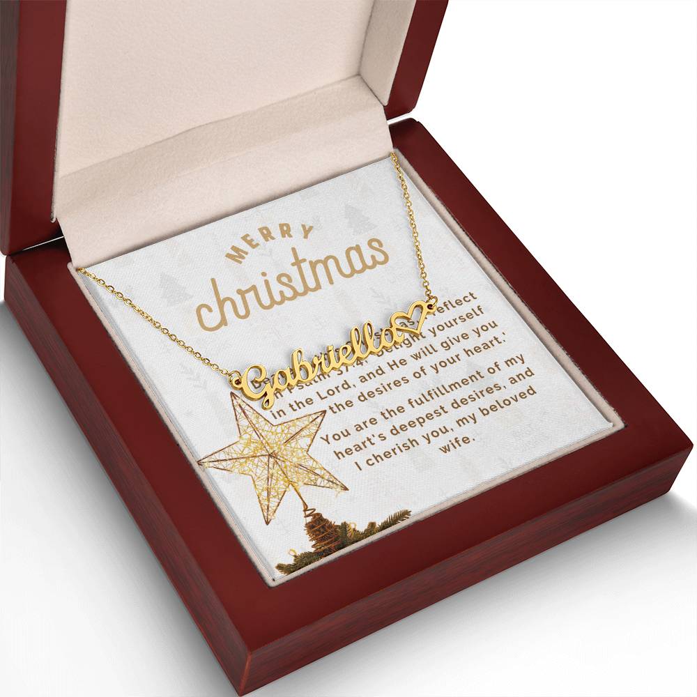 Personalised Name Necklace For Wife ~Matthew 2:10-11~ (Heart)