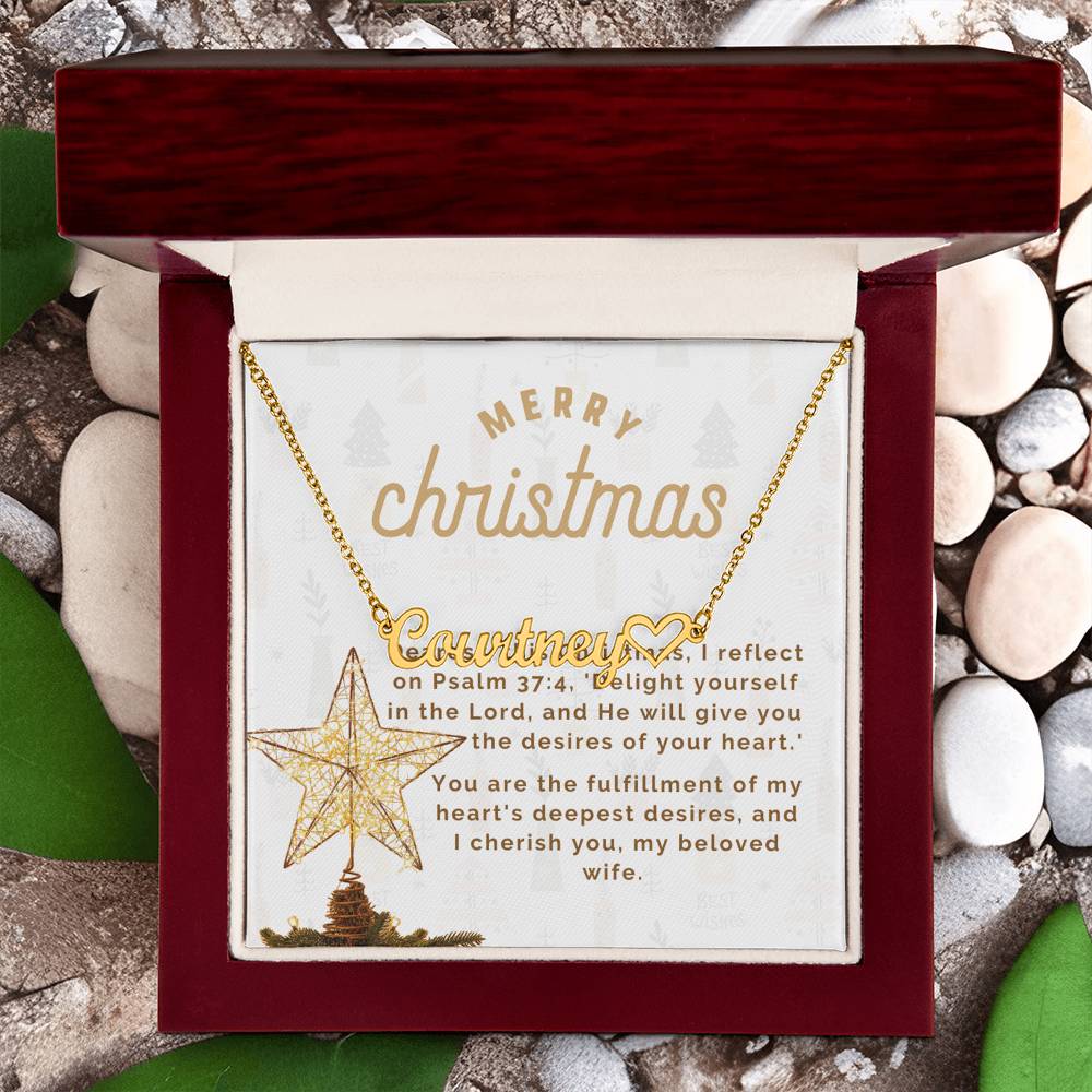 Personalised Name Necklace For Wife ~Matthew 2:10-11~ (Heart)