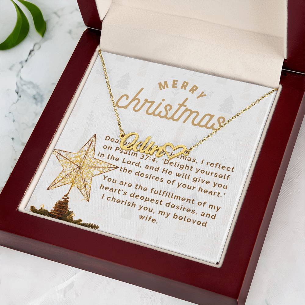 Personalised Name Necklace For Wife ~Matthew 2:10-11~ (Heart)