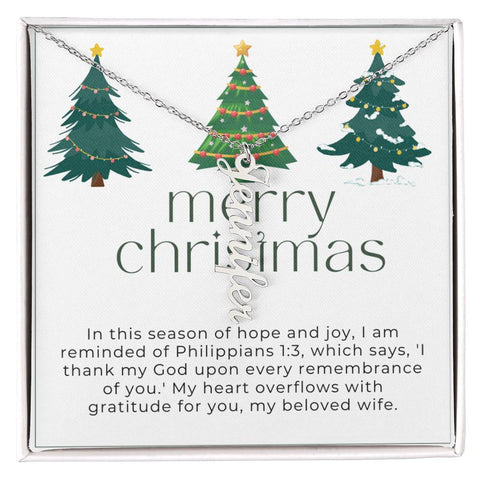 Personalised Name Necklace For Wife ~Philippians 1:3~ (Vertical)