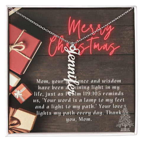 Personalised Name Necklace For Mom ~Psalm 119:105~ (Vertical)