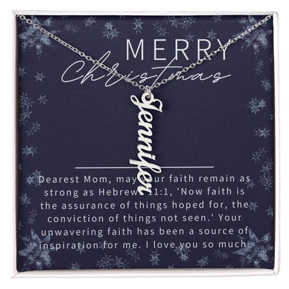 Personalised Name Necklace For Mom ~Hebrews 11:1~ (Vertical)