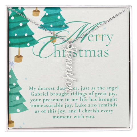 Personalised Name Necklace For Daughter ~Luke 2:10~ (Vertical)