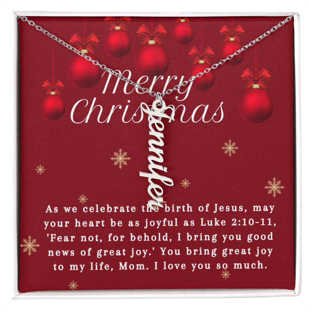 Personalised Name Necklace For Mom ~Luke 2:10-11~ (Vertical)