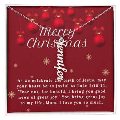 Personalised Name Necklace For Mom ~Luke 2:10-11~ (Vertical)
