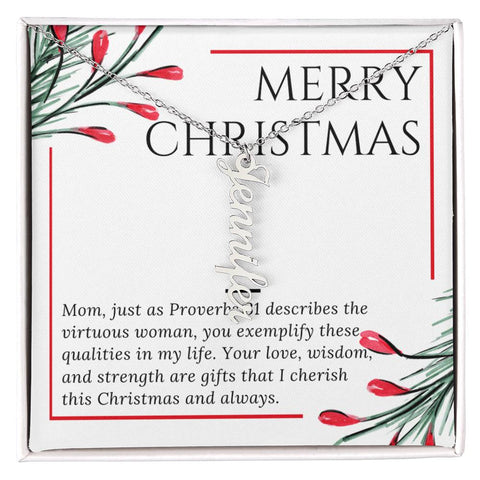 Personalised Name Necklace For Mom ~Proverbs 31~ (Vertical)