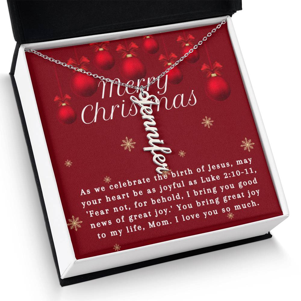 Personalised Name Necklace For Mom ~Luke 2:10-11~ (Vertical)
