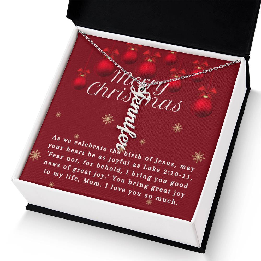 Personalised Name Necklace For Mom ~Luke 2:10-11~ (Vertical)