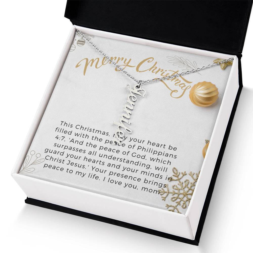 Personalised Name Necklace For Mom ~Philippians 4:7~ (Vertical)