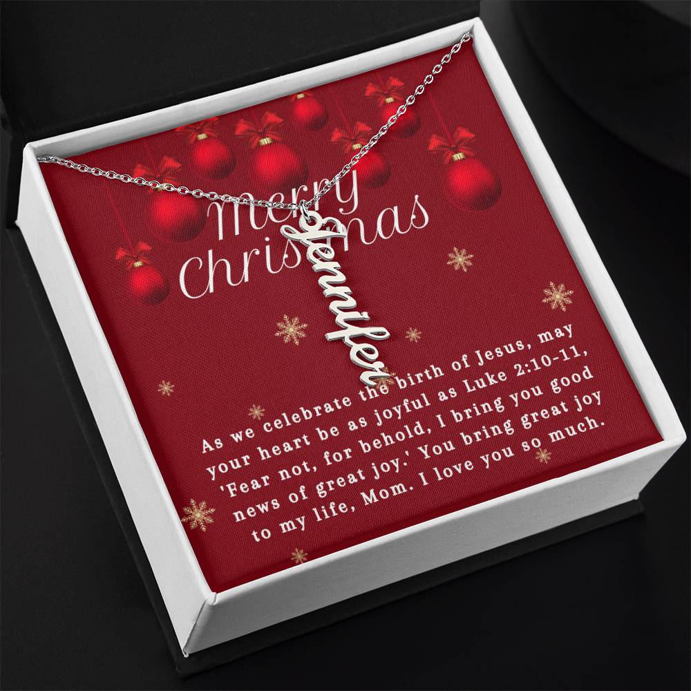 Personalised Name Necklace For Mom ~Luke 2:10-11~ (Vertical)